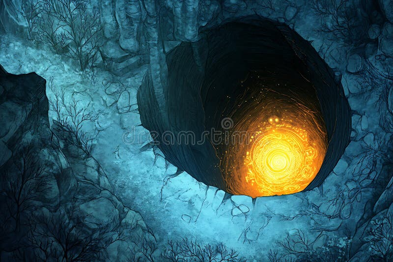 Glowing Celestial Wormhål med Surreal Cosmic Vortex och Etheral Energy royaltyfri illustrationer