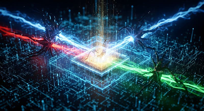 Neuromorphic processing. stock illustration