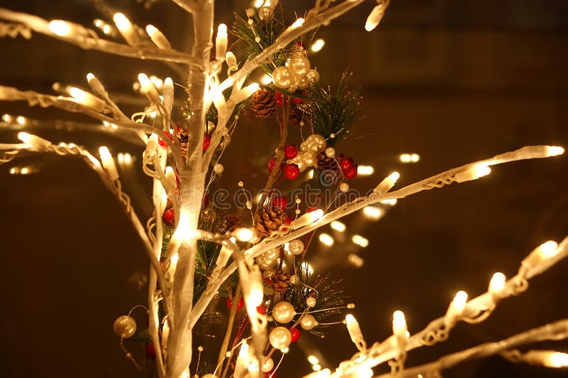 Glowing Christmas Electric Garland, Closeup Stock Image Image of ribbon, lights 36125373