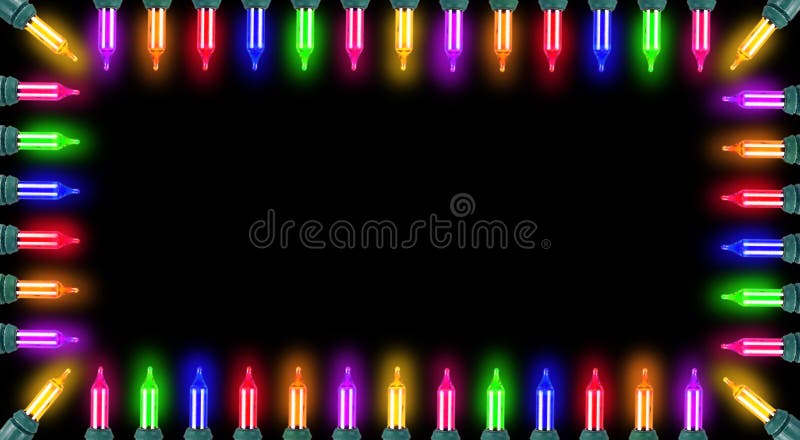 Glowing Christmas Lights Border stock photo