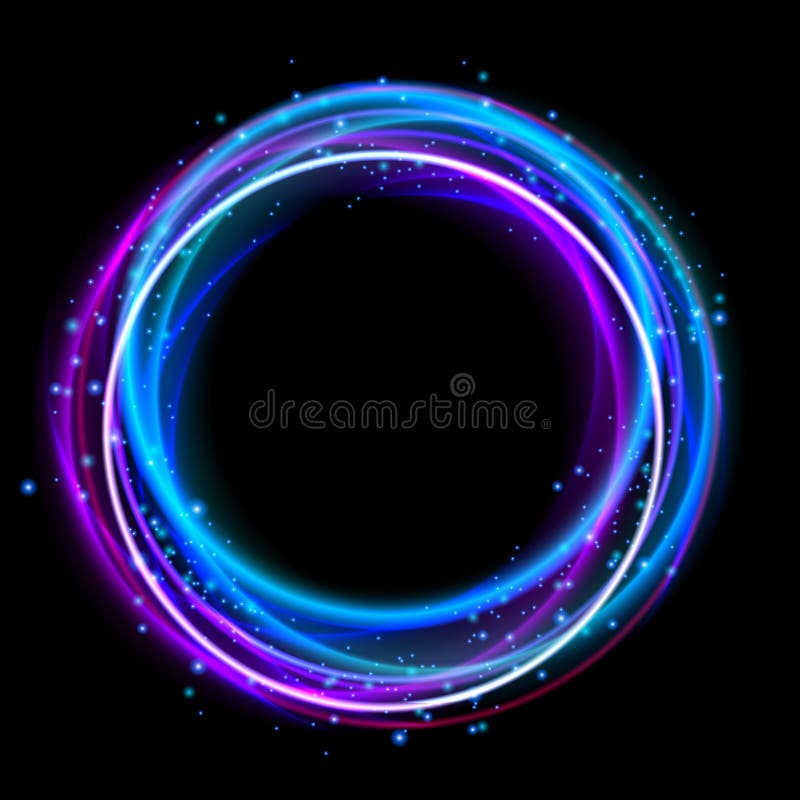 Glowing circle light effect. Nightclub lights halo ring stock illustration
