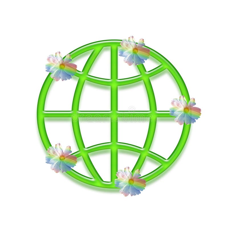 Glowing Circle Shape with Flowers stock illustration
