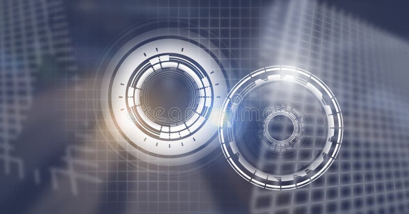Digital composite of Glowing circle technology interface