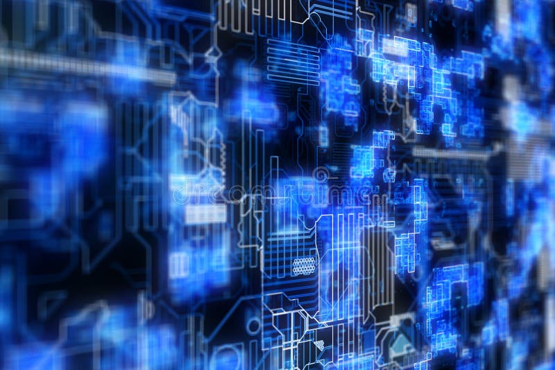 Glowing circuit background stock illustration