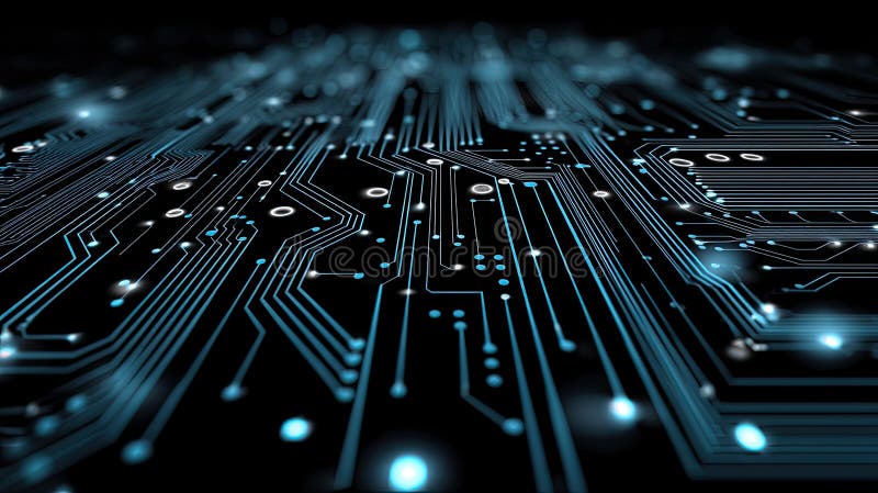 Glowing circuit board abstract technology background vector illustration