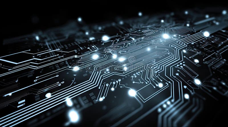 Glowing circuit board abstract technology background vector illustration