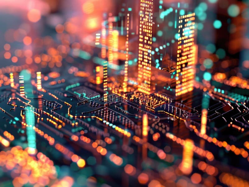 Glowing Circuit Board stock illustration