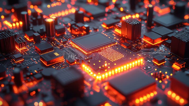 Glowing Circuit Board royalty free illustration
