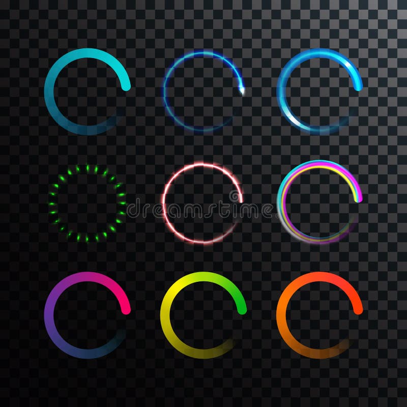 Glowing Colorful Loaders Set stock illustration Glowing Colorful Loaders Set stock illustration