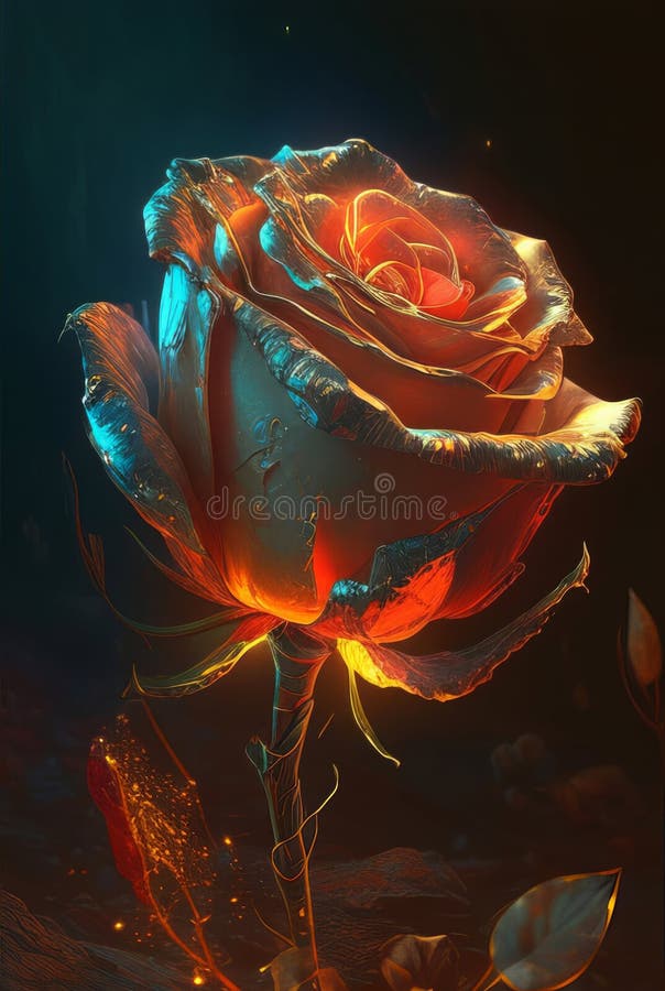 A Glowing Colorful Magical Chromatic Rose Generative AI Stock ...