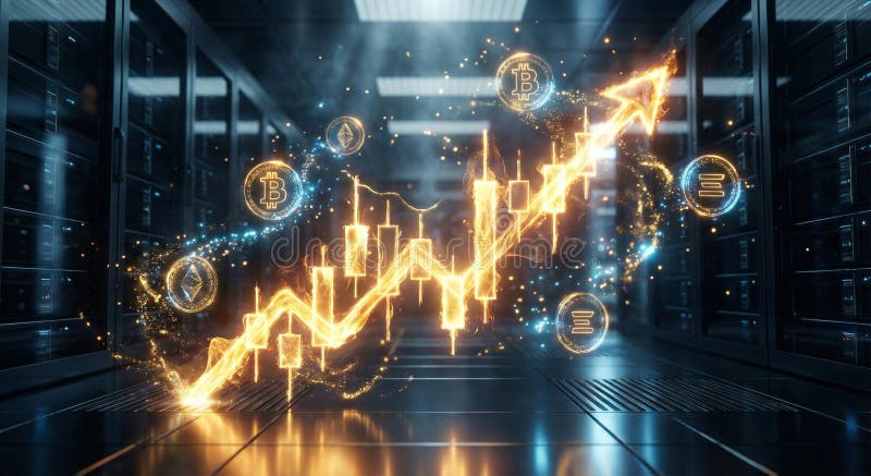 Glowing Cryptocurrency Trading Chart with Bitcoin and Ethereum ...