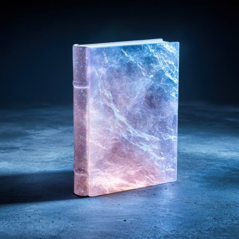 Glowing crystal book on dark background vector illustration