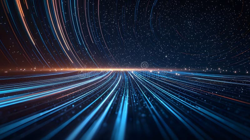 Glowing 3D Holographic Background with Bold Lines and Starry Effects for Futuristic Design royalty free illustration