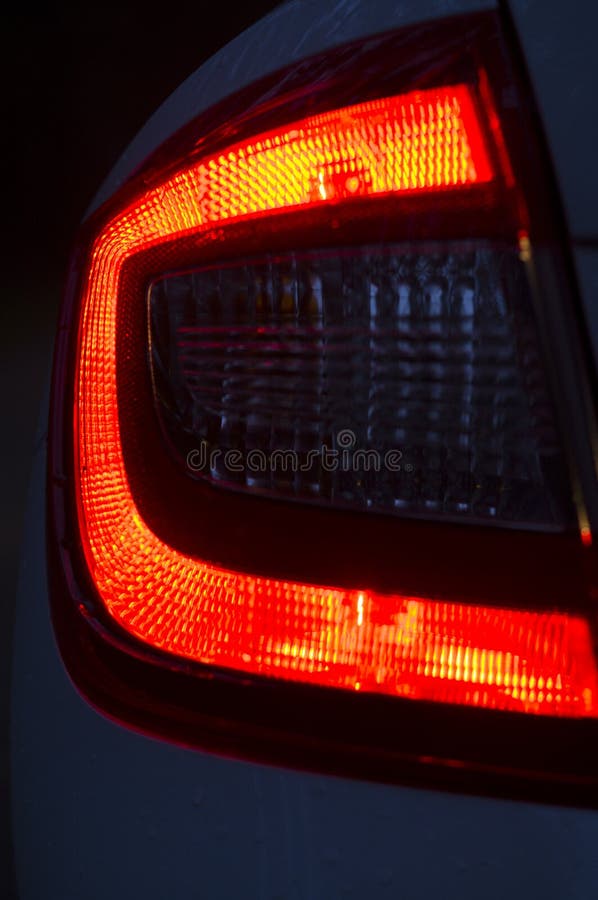 Glowing in the Dark Headlight of a Modern Car Stock Image Image of