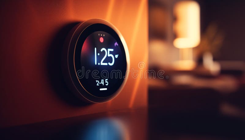 Glowing dashboard illuminated by close up speedometer gauge generated by AI stock illustration