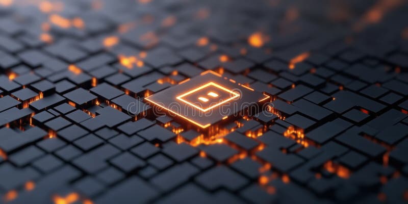 Glowing digital circuit with illuminated pathways and futuristic design royalty free illustration