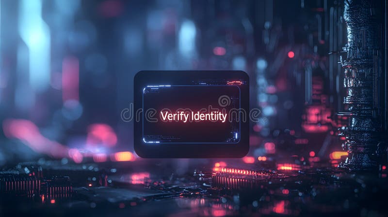 Glowing Digital Interface for Identity Verification stock illustration