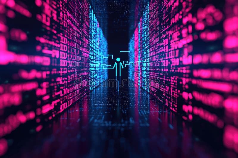 Glowing Digital Network with Nodes Connecting Business royalty free stock image