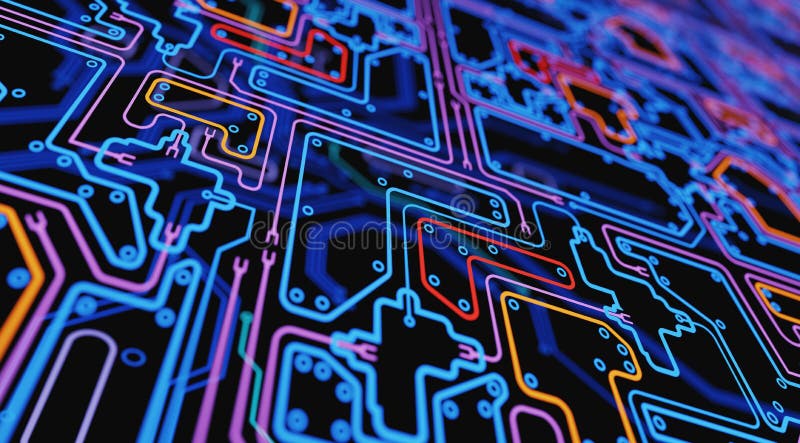 Glowing Digital Scheme Abstract Background stock illustration