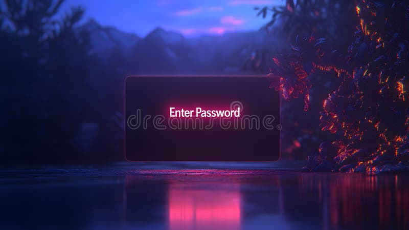 Glowing Digital Screen with Password Prompt stock illustration