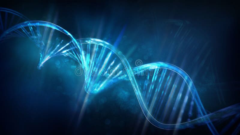 Luminous DNA Strands on a Dark Blue Background, 3D Render. Stock  Illustration - Illustration of medicine, helix: 231590571