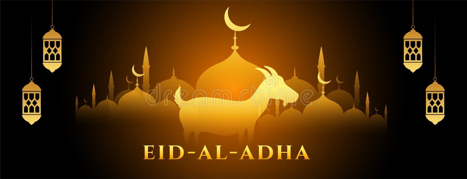 Eid Al Adha Bakrid Mubarak Muslim Festival Banner Stock Vector ...