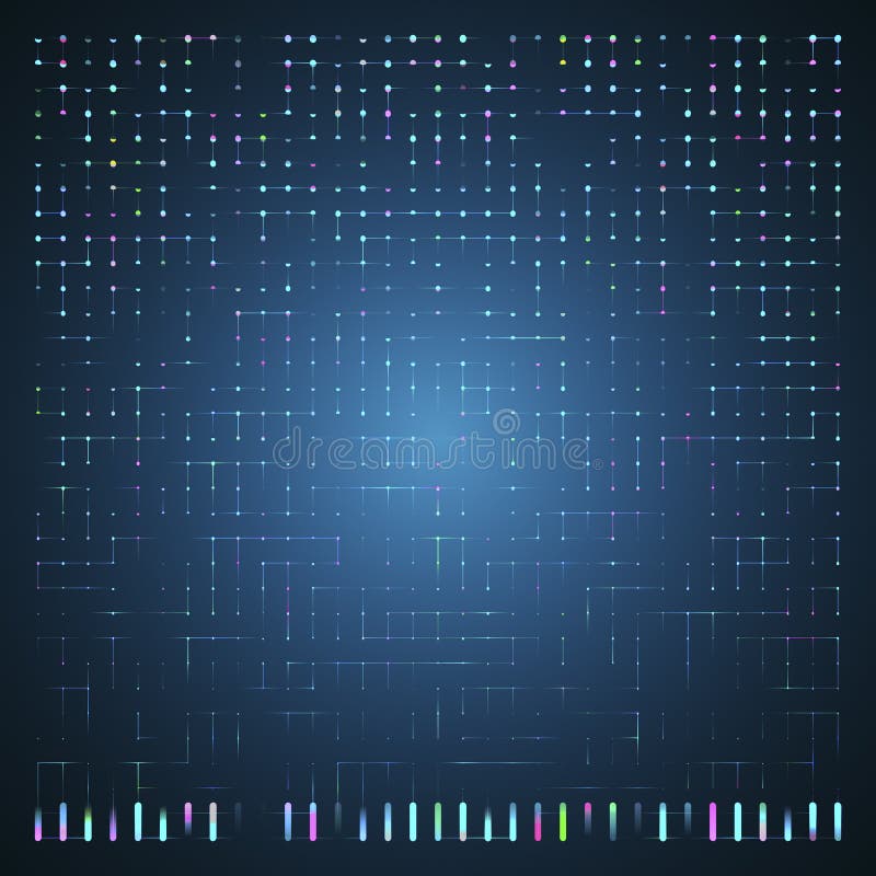 Glowing Energy Flow Through Circuit Board Conductors Or Neural Surface royalty free illustration