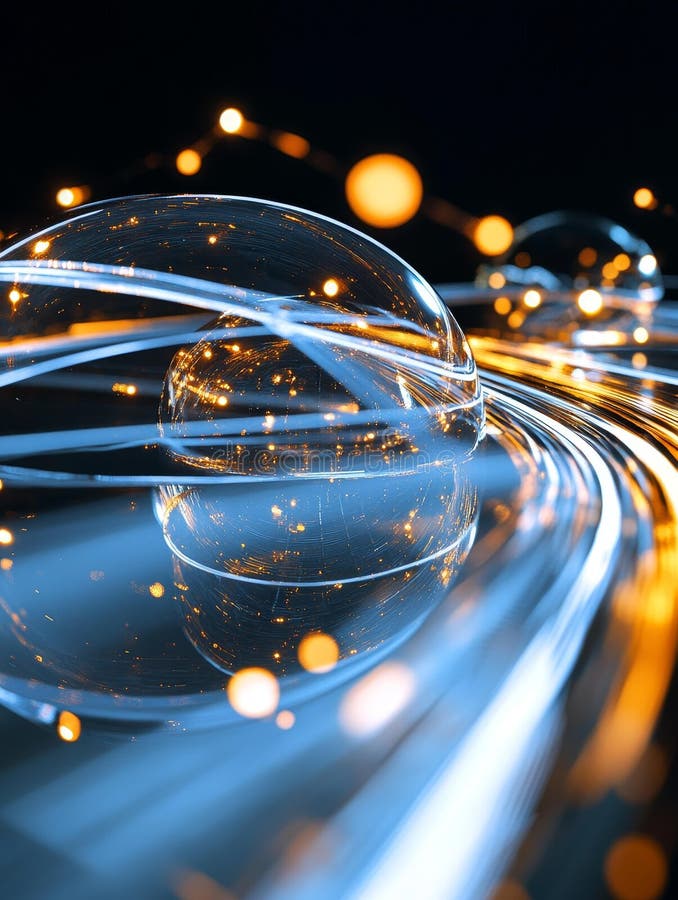 Glowing Energy Lines Connecting Cities Abstract artwork depicting interconnectedness innovation technology global network stock illustration