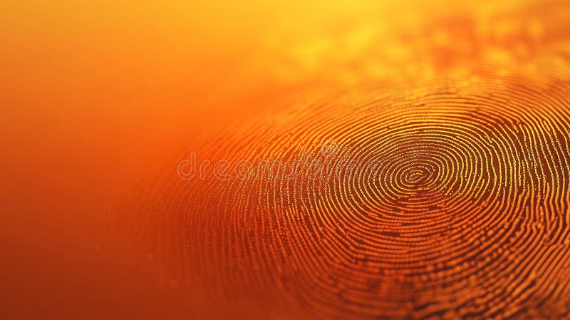 Glowing fingerprint pattern with warm tones, symbolizing identity verification vector illustration