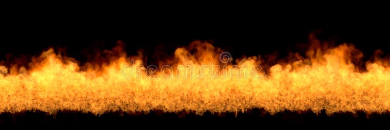 Line of Fire at Bottom - Fire 3D Illustration of Fantasy Burning Wild Fire,  Sylized Frame Isolated on Black Background Stock Illustration -  Illustration of corners, bottom: 152535062