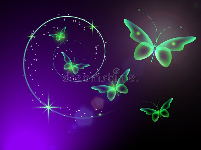 Glowing Flying Butterfly on Purple Background As a Template for Additional  Design. Stock Illustration - Illustration of yellow, banner: 224415489
