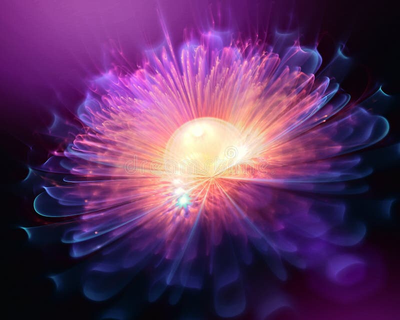 Glowing fractal background flower
