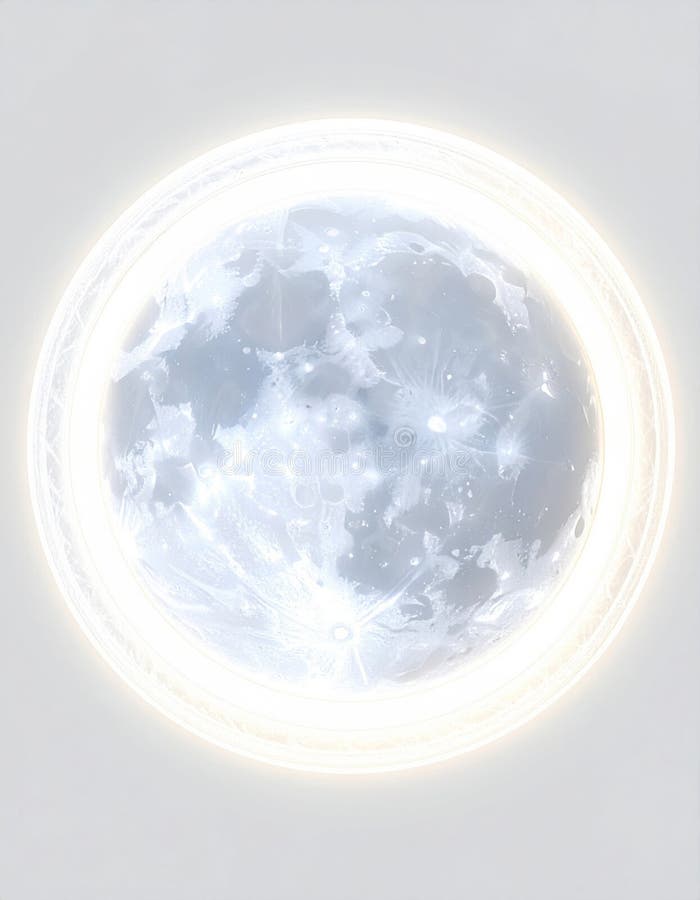 Glowing Full Moon in the Dark Sky with Textured Surface Shines Brightly vector illustration
