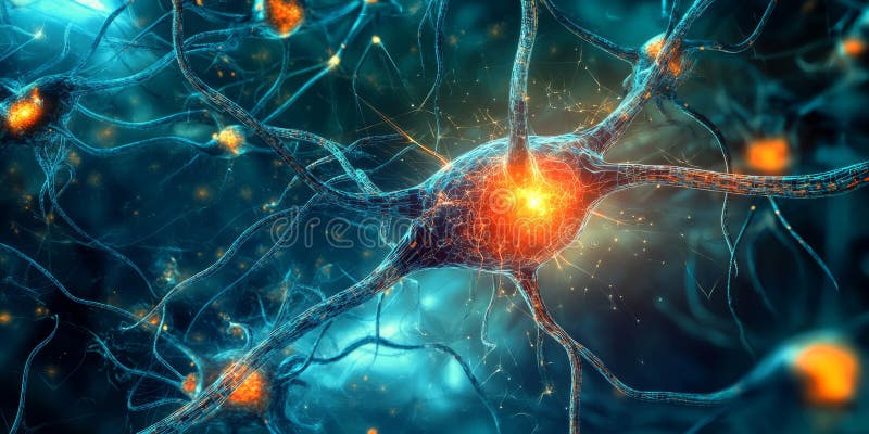 A glowing futuristic AI-driven cybernetic organism interface, displaying glowing biomechanical stock photo