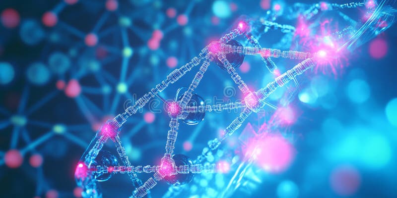 A glowing futuristic AI-powered nanotechnology lab, featuring cybernetic real-time molecular royalty free stock images