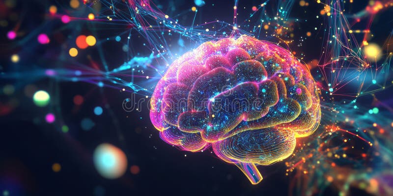 A glowing futuristic AI-powered next-generation education system, featuring cybernetic personalized stock photo