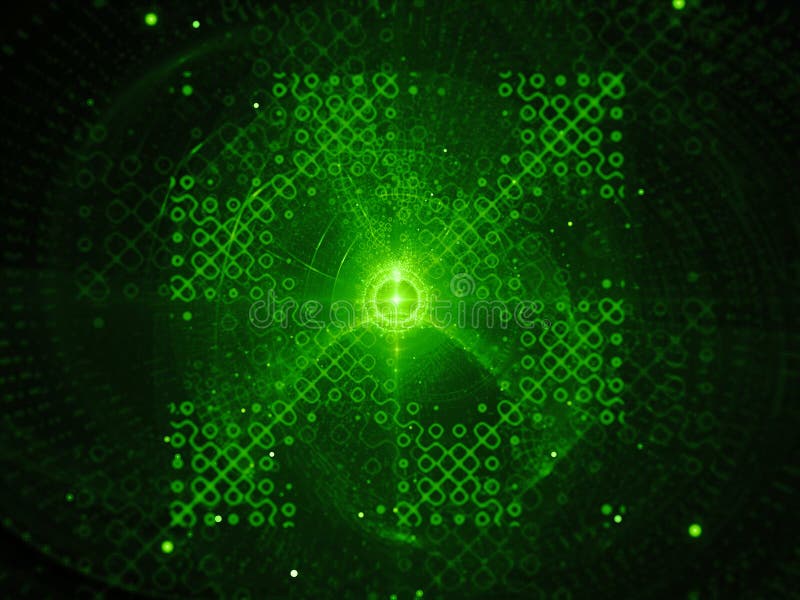 Glowing futuristic quantum processor vector illustration