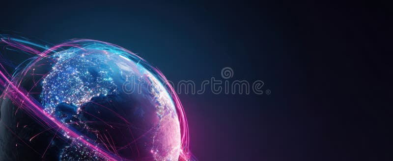 The glowing globe representing digital connectivity and global communication. image stock photos.