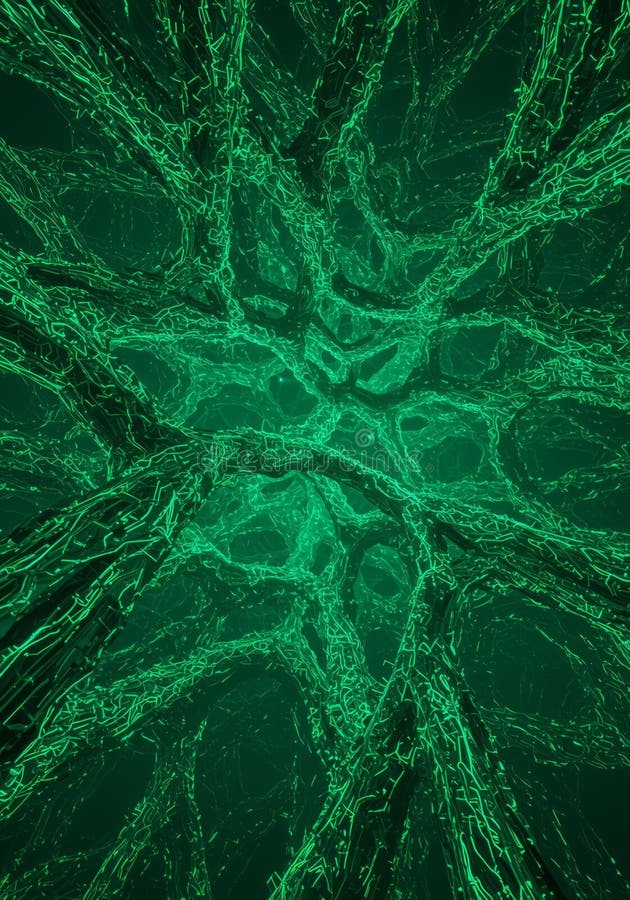 Glowing Green Network Abstract Background stock illustration