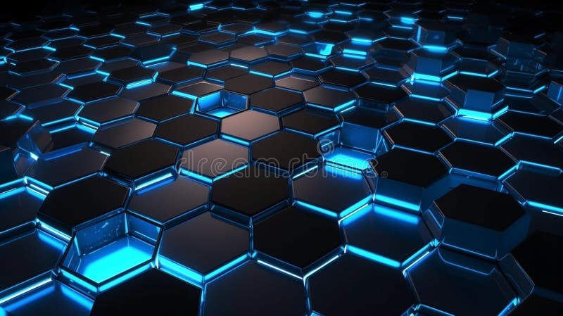Glowing hexagon background - technology background Render stock illustration
