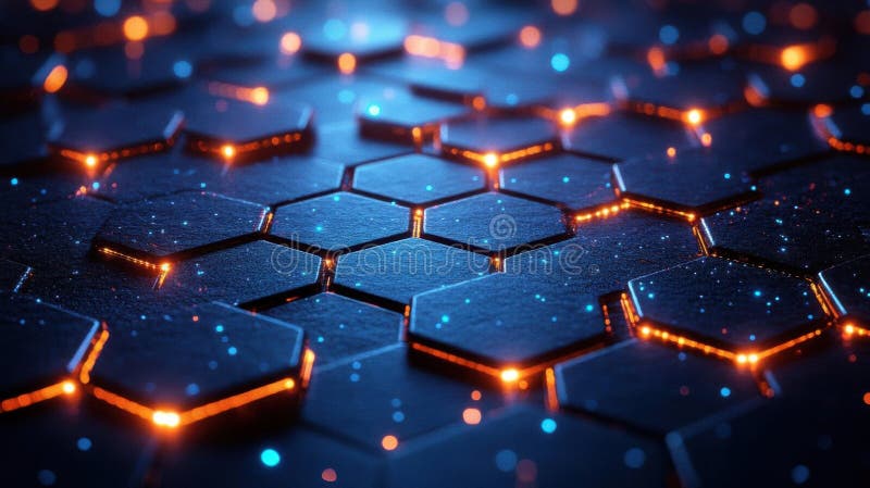 Glowing Hexagon Network Texture. (3 stock illustration