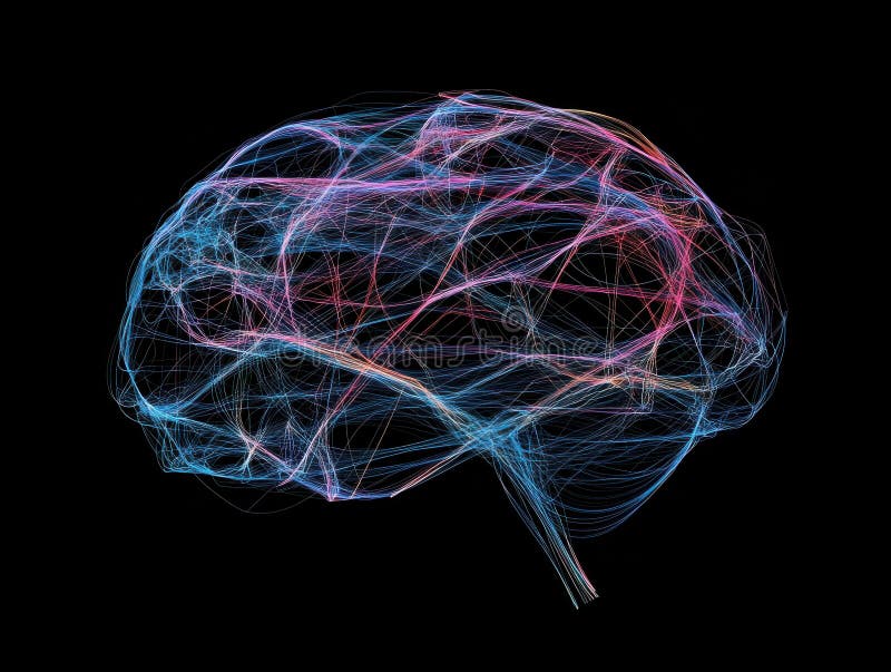 Glowing Human Brain Neural Network stock illustration