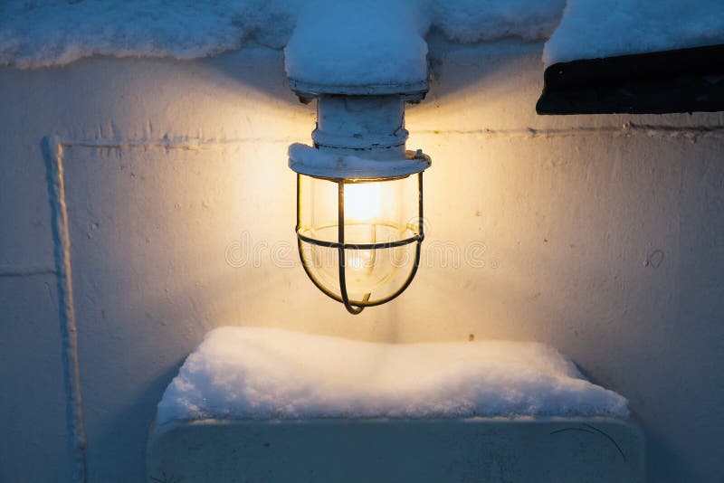 Glowing Lamp Warm Light White Ship Wall Stock Photos Free & Royalty