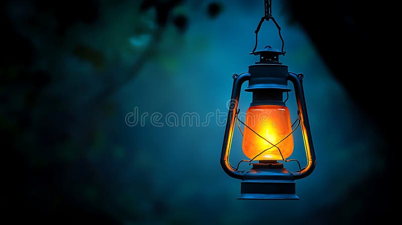 Glowing Lantern Illuminates a Dark Pathway