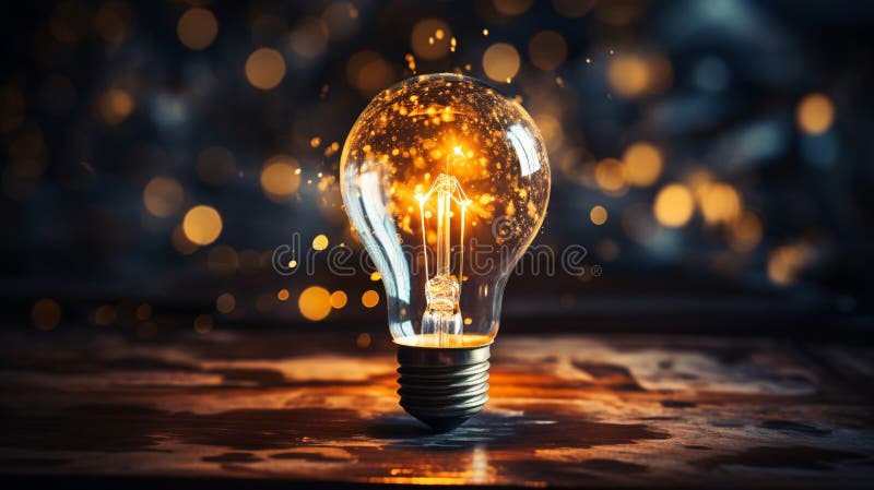 Ideea creativă a becului luminos strălucitor și conceptul de economisire a energiei. ai generativ.