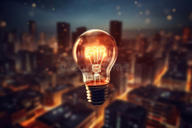 Un bec strălucitor plutind și un concept de economisire a energiei la noapte. ai generativ vector illustration