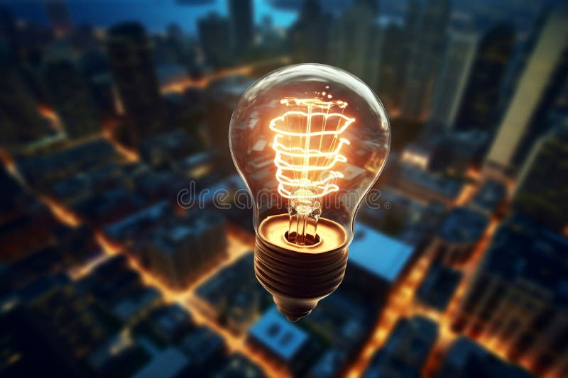 Un bec strălucitor plutind și un concept de economisire a energiei la noapte. ai generativ vector illustration