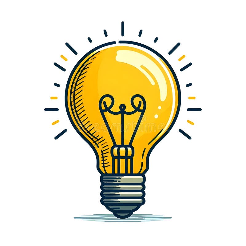 Glowing Light Bulb Symbolizing an Idea or Solution Stock Illustration ...