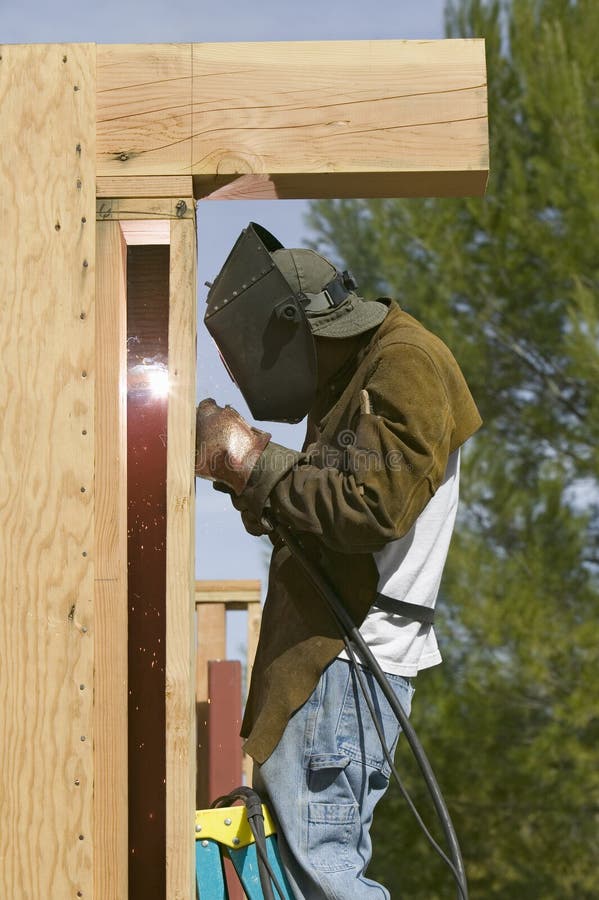 Glowing Light of Welder Welding Steel Beam Editorial Photo Image of