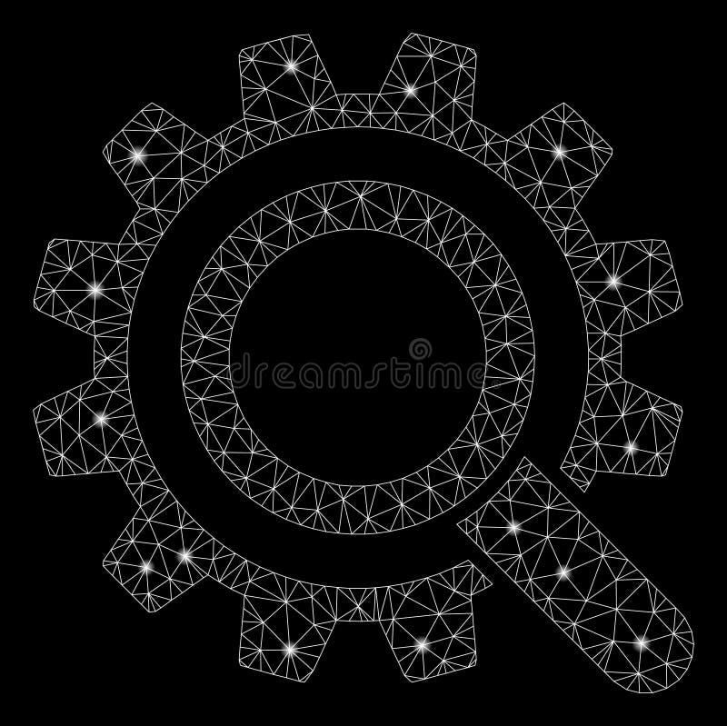 Glowing Mesh Carcass Search Options Gear with Flare Spots royalty free illustration